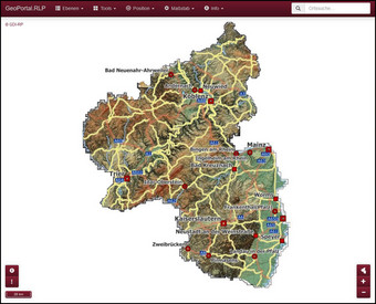 Startseite des Geoportals Rheinland-Pfalz für die Anzeige auf eiem Handy