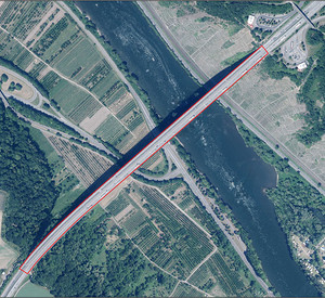 Orthophoto der Winingerbrücke mit lagerichtiger Darstellung