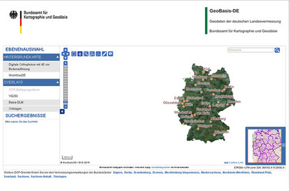 Startbild des Luftbild-Viewers des Bundesamts für Kartografie und Geodäsie