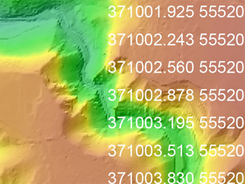 Ausschnitt aus dem digitalen Geländemodell Gitterweite 25 m (DGM25)