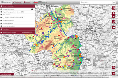 Startbildschirm des Kartenviewers maps.rlp.de