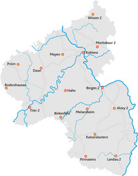 Karte mit den Sapos-Stationen in Rheinland-Pfalz