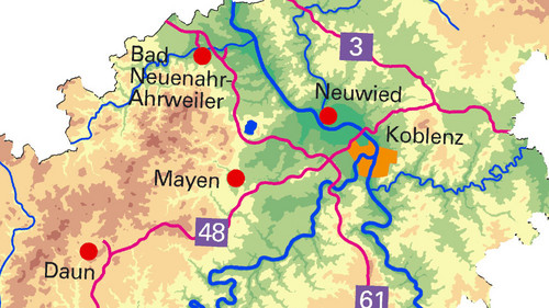 Ausschnitt aus der Übersichtskarte Rheinland-Pfalz